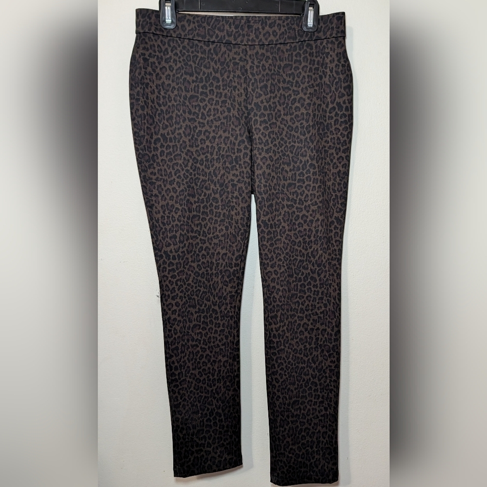 Rafaella Weekend Comfort Leopard Print Pull-On Pants Brown Black Women's Size MP